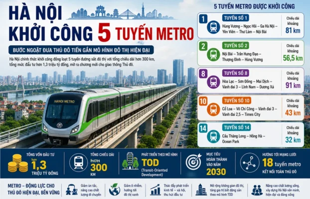 Hà Nội khởi công 5 tuyến metro: Bước ngoặt đưa Thủ đô tiến gần mô hình đô thị hiện đại