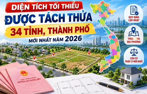 Diện tích tối thiểu được tách thửa 34 tỉnh, thành phố mới nhất năm 2026