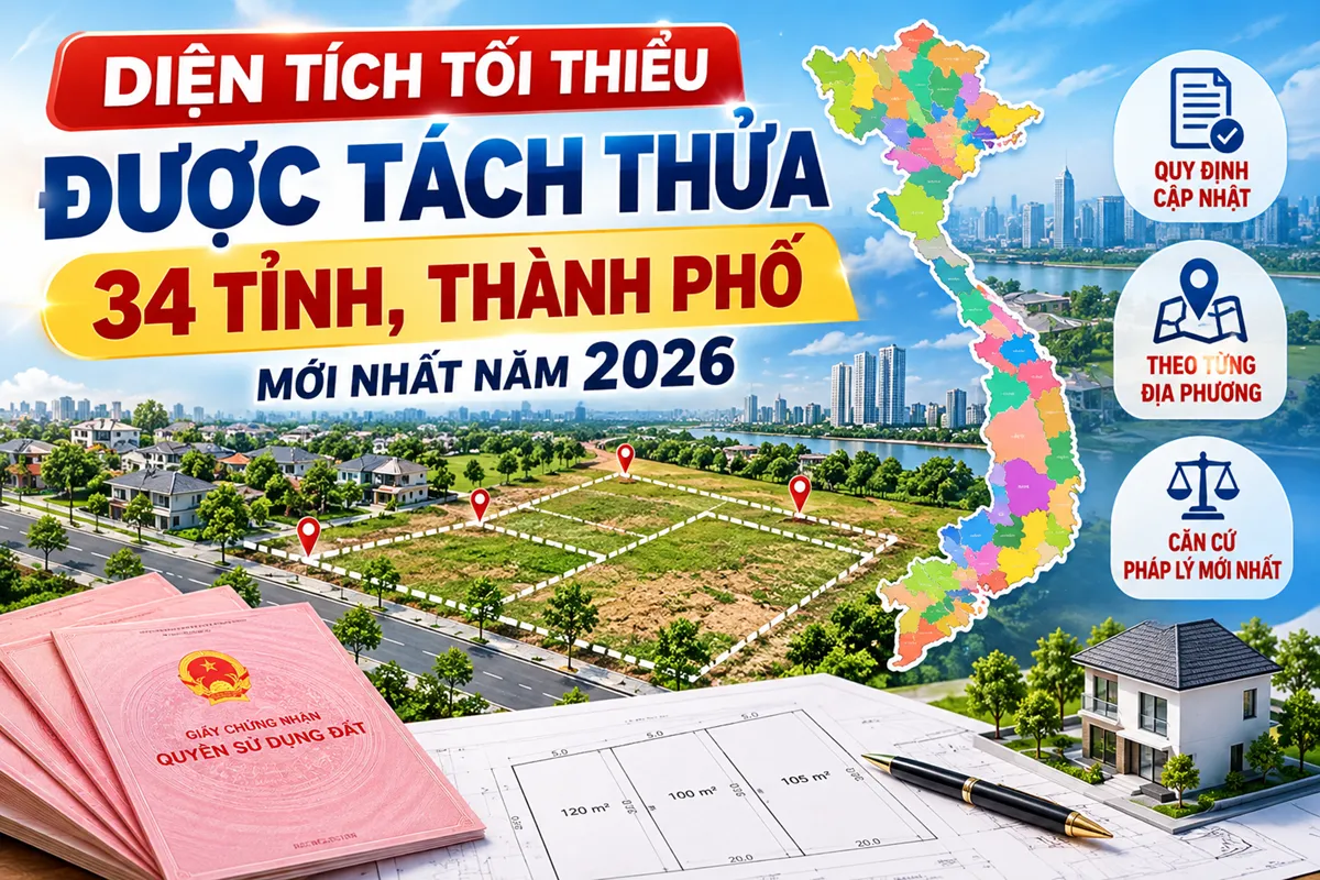 Diện tích tối thiểu được tách thửa 34 tỉnh, thành phố mới nhất năm 2026